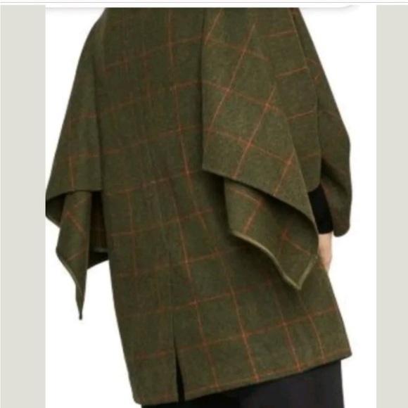 BCBG Windowpane cloak blazer coat, Olive Green, S - Picture 5 of 9